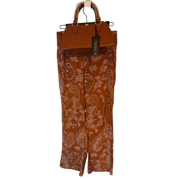 2/$30 ZARA XS Paisley Print Wide Leg Pants Rust/Brown Bohemian Style - Picture 9 of 15